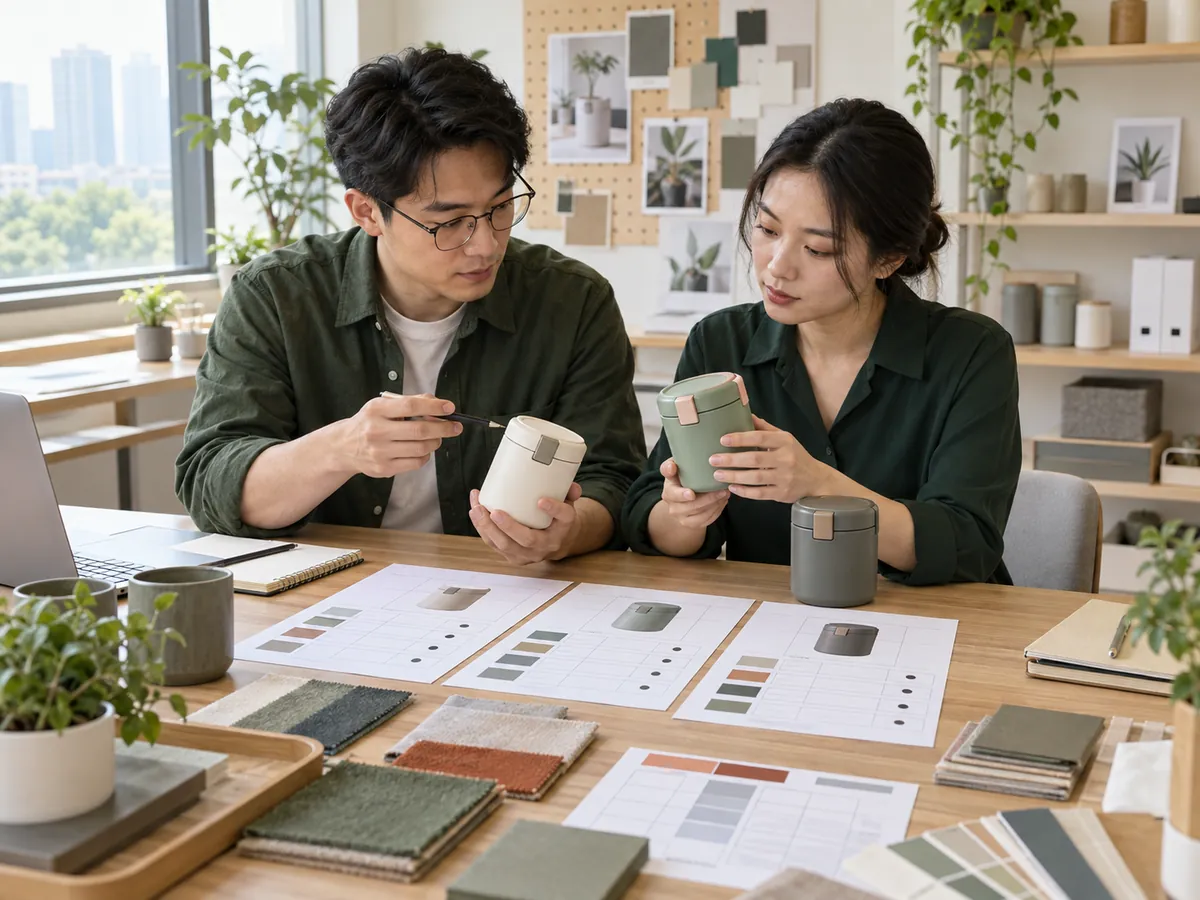 Sourcing specialists comparing supplier samples and quotation details