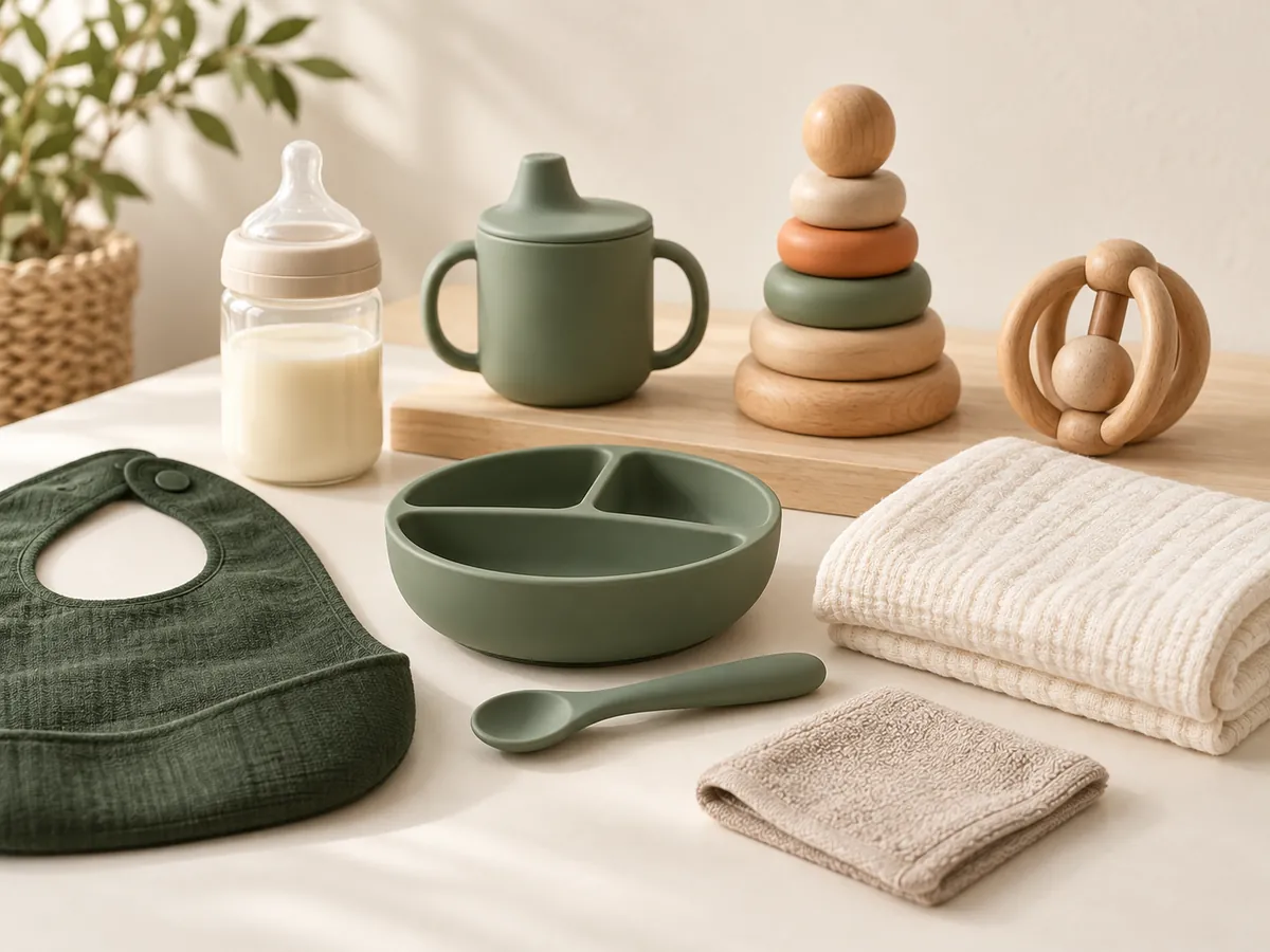 Baby feeding products, wooden toys and soft nursery textiles